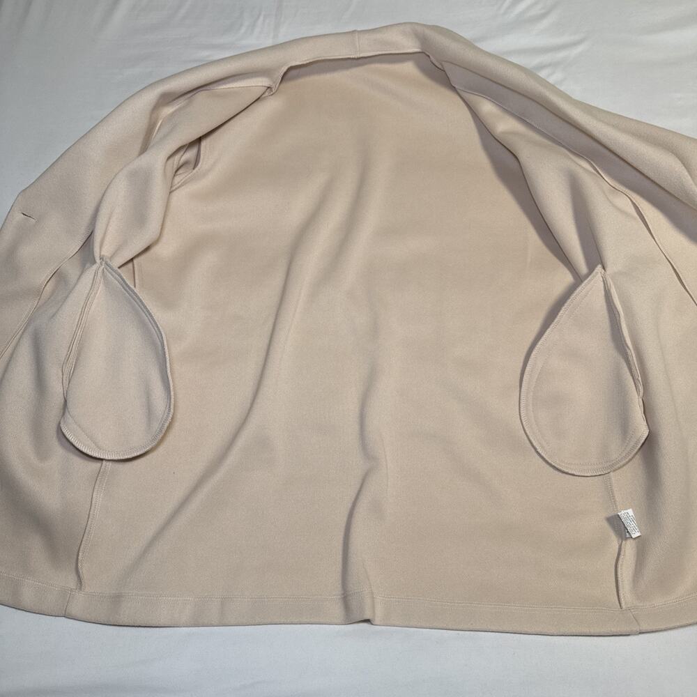 Womens Cream One Button Collared Coat Jacket Blazer Oversize Size XL Pockets EUC - Picture 7 of 13